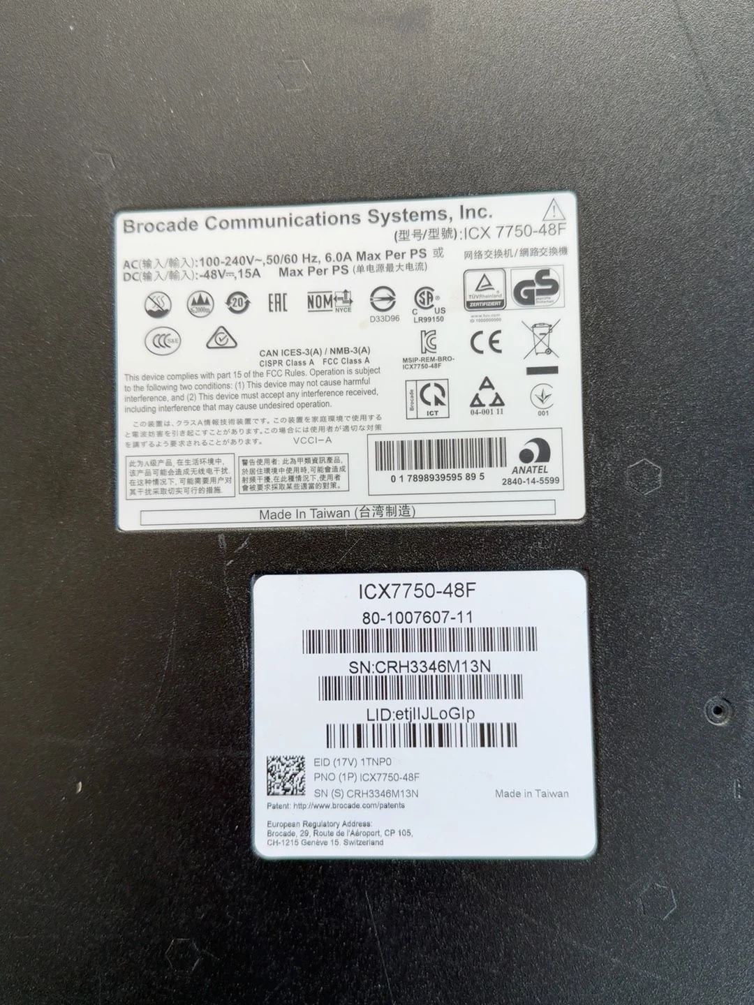 ICX7750-48F — label reference photo 1