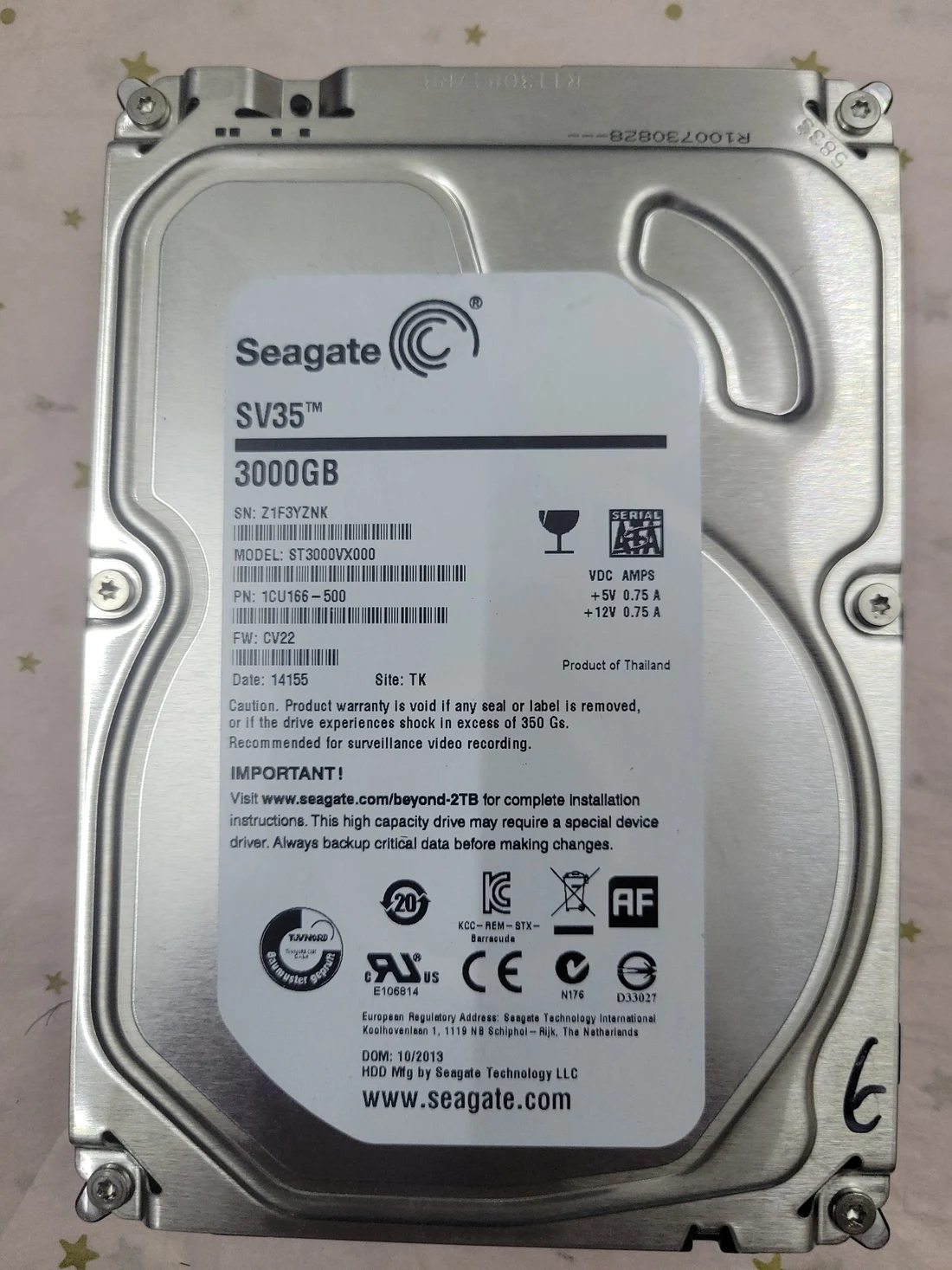 ST3000VX000 — label reference photo 1