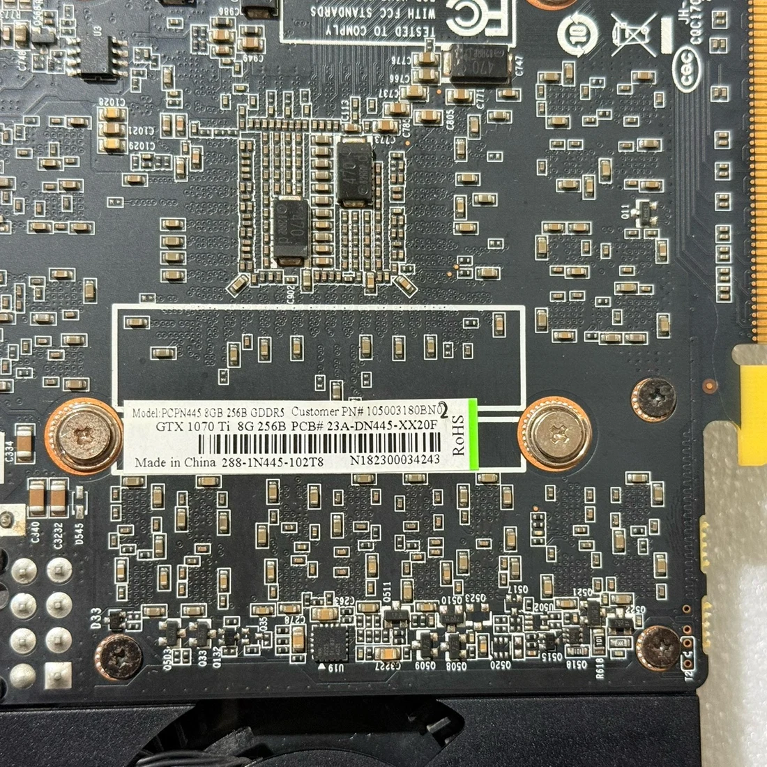 GTX 1070 Ti 8G — label reference photo 1
