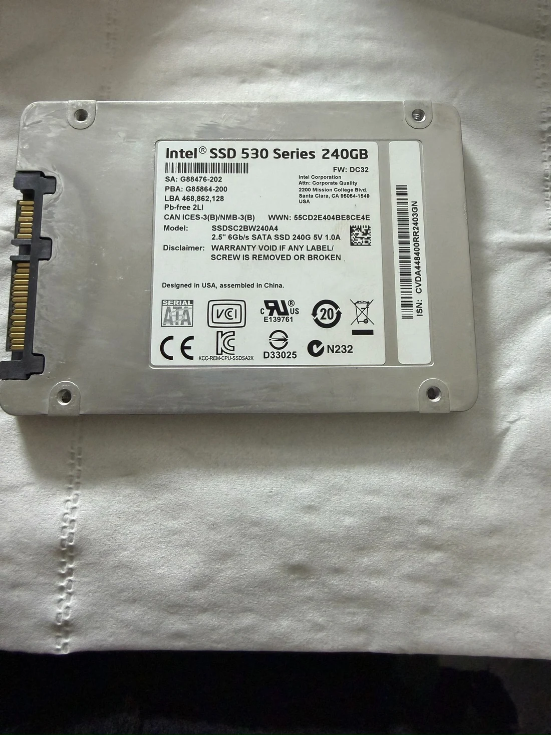 SSDSC2BW240A4 — product reference photo 1